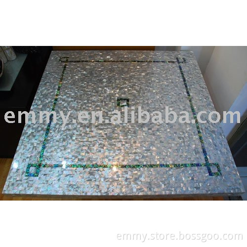 Natural shell mosaic table top -white mop shell mixed abalone